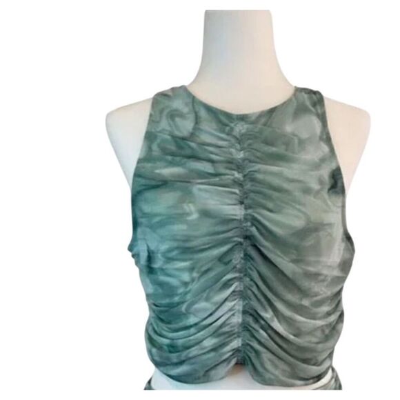 House of Harlow Women's XS Green Ruched Mesh Tank Top Camisole - Picture 1 of 6